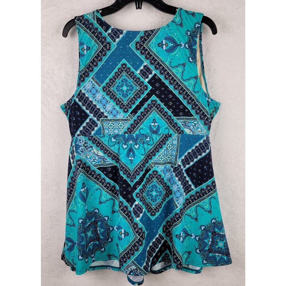 Tankini Top 22 Swimming Bathing Tank Only Swimsuit Blue Bohemian Beach Cruise - Picture 3 of 8